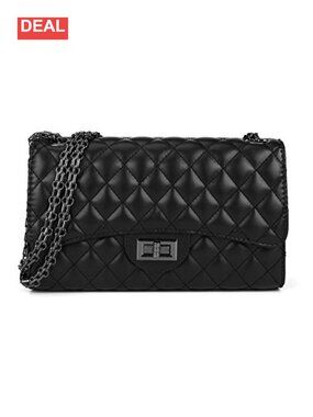 Quilted Crossbody Purse Adjustable Chain Strap Shoulder Bag Faux Leather